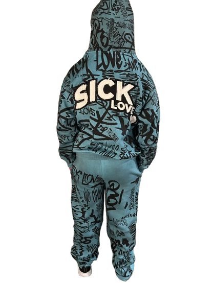 Tiffany Blue Graffiti Sweat Suit