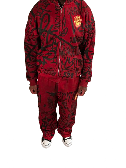 Rubi Red Graffiti Sweat Suit