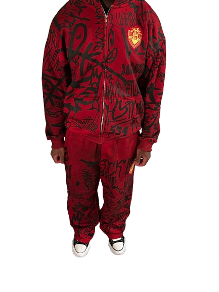 Rubi Red Graffiti Sweat Suit