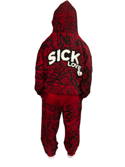 Rubi Red Graffiti Sweat Suit